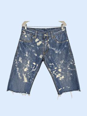 Levi's Men's bleach splashed cut off‎ raw hem Denim 514 Shorts size 33